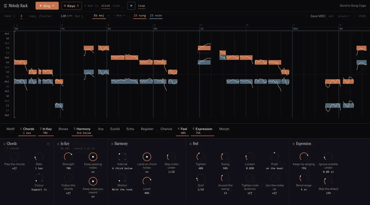 Song Cage, MIDI 코드 플러그인 Melody Rack 출시 (VST3/AU)